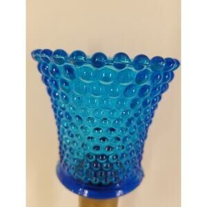 Vintage Blue Hobnail Glass Peg Votive Candle Holder